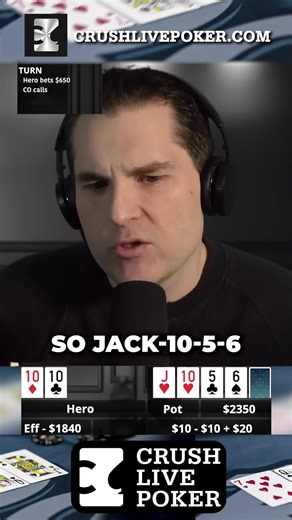 Bart Hanson | Hero Makes the Call… Then Regrets It? 😬 #poker #crushlivepoker | Instagram