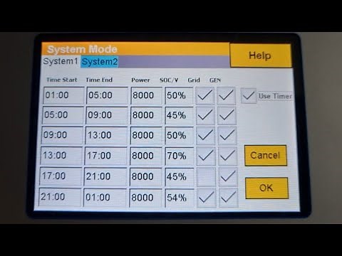 sunsynk inverter System Mode, timers,