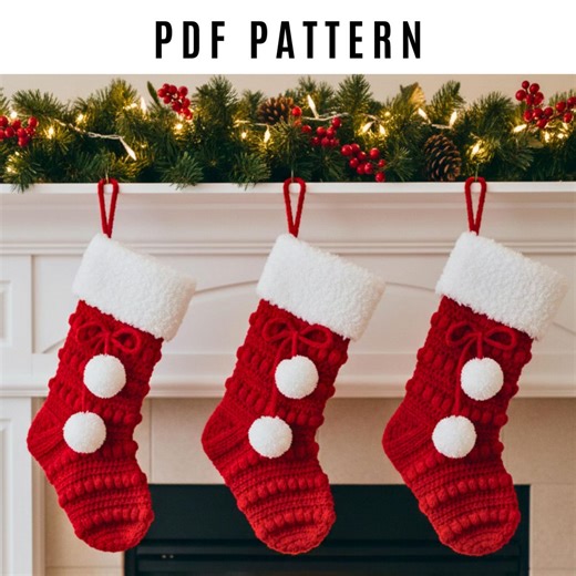 Crochet Christmas Stocking Pattern PDF – Santa Style Holiday Stocking - Etsy
