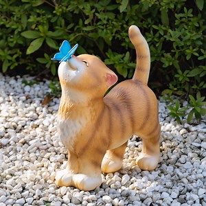 Mainstays Weather-Resistant Cat Garden Statue with Butterfly