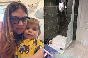 Scots mum's warning as shower screen explodes - sending glass flying over tot