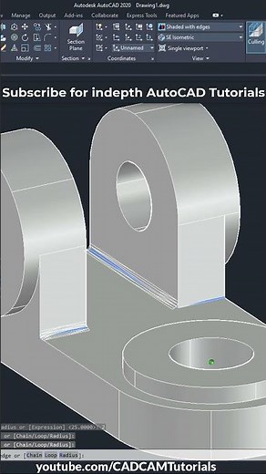 AutoCAD 3D Fillet Edge | #Shorts | AutoCAD 3D Fillet Not Working