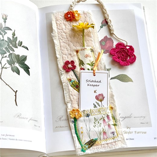 Artisan Romantic Pocket Bookmark, Handmade, Hand Dyed, Quilted Collectible Bookmarks - Etsy