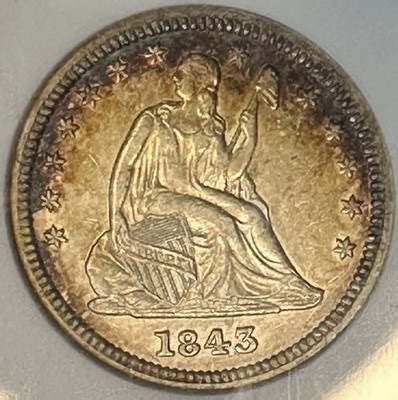 1843 Seated Liberty Quarter ANACS Soapbox AU50 TONED SEE VIDEO! | eBay