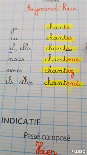 💎Verbe chanter au : présent/imparfait/futur et passé composé. | Cours de français