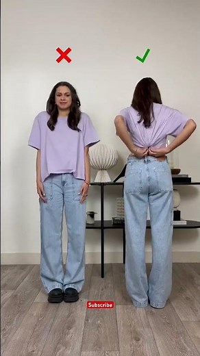 👚THE BEST WAY to make a loose T-shirt tight! #fashionhacks #fashioninspo #fashion #stylingtips