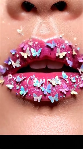 Macro Holographic Butterfly Lipstick 💄🦋 | Lips Growing Butterflies Each Stroke + Soft Flutter ASMR