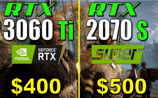 RTX 2070 Super vs RTX 3060Ti 显卡游戏性能测试对比（1440P分辨率，CPU为i7-10700K） 1080P 60帧视频