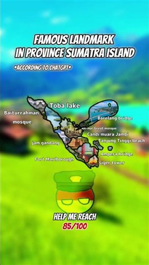 famous landmark in Sumatra island(not 100% accurate) #geography #map #sumatra#Island#landmark