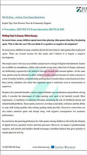 IELTS Writing 2025: Task 1 table + Task 2 video games vs sport explained #ielts #latestquestions