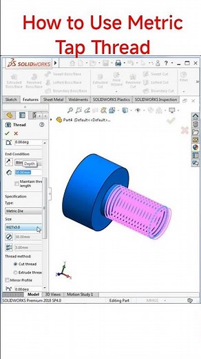 How to Use a Metric Tap Thread in Solidworks | Solidworks Tips