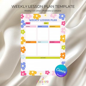 Customizable Weekly Lesson Planner Template | Printable & Canva Editable | Teacher Resource - Etsy