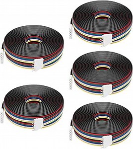 BTF-LIGHTING 5 Pack 22AWG 6 Pin JST Male to Female Plug LED Connector 6.56FT/2m Extension Cable for FCOB SMD RGBCCT LED Strip Lights Solderless Controller Wire
