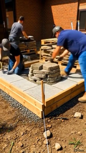 From broken courtyard to luxury patio 🔥Wait for the #beforeafter #landscaping #timelapse reveal.