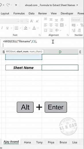 Formula to get Sheet Name in Excel #excelshorts