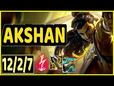 AKSHAN VS ZED - 12/2/7 KDA MID GAMEPLAY