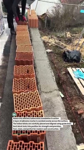 Fast Hollow Brick Laying Technique! #construction #bricklaying #masonry