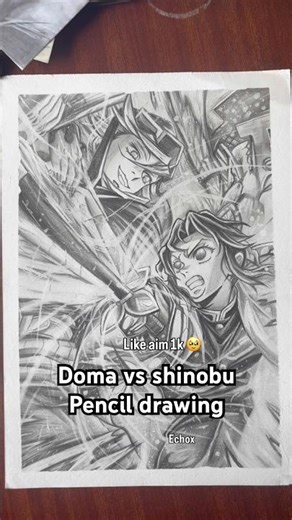 Doma vs shinobu pencil drawing demon slayer#art #drawing #shading #doma #shinobu #demonslayer #short