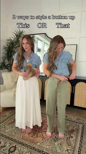 2 Ways to Style a Button Up Shirt | Jeans vs Skirt Outfit Ideas 🤍