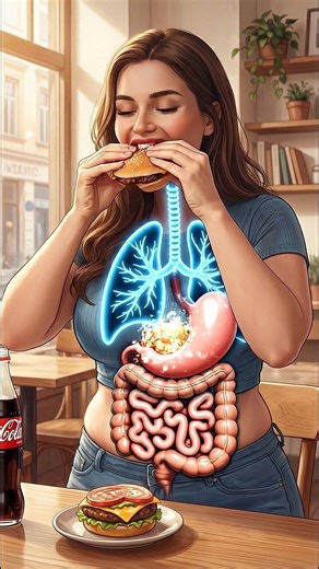 Burger and Coke Digestion in the Human Body | Realistic 3D Animation