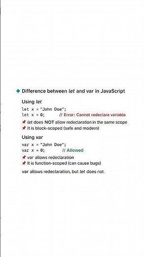 var and let in JavaScript #js #coding #programming