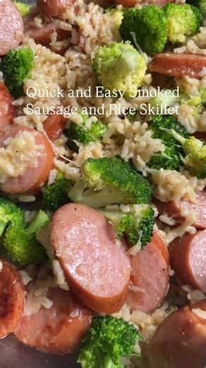 Easy Smoked Sausage and Rice Skillet #easydinner #easyrecipe #skillet