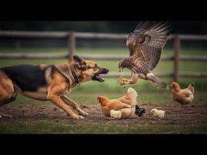 Unbelievable! See how this brave dog fights hawk to rescue mother hen under attack