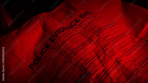 Police Evidence Bag In Red Light