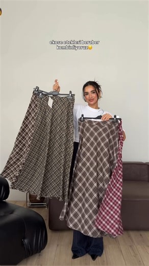 OY’KU FASHION on Instagram: "4 rengiyle yine yeniden bir ekose etek geldi 🤭 üstündeki hırka ise güncellendi🍂 #hırka #ekose #ekoseetek #kombin #falloutfit"