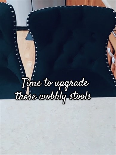 We finally decided it was time to get rid of our old squeaky wobbly stools...especially with this deal.for two. #barstools #kitchenfurniture #swivelchair #chairs #homedecorideas