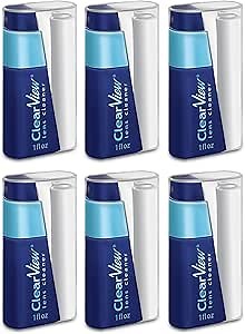 Portable Lens Cleaner Kit – Eyeglass Lens Cleaner Spray Kit with Refillable Spray + Microfiber Cloth, Compact Eye Glass Cleaners Spray, Safe for All Lenses, Travel Size Cleaning Set (6 Pack)