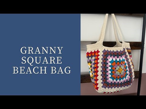 Granny Square Beach Bag - easy scrap yarn project