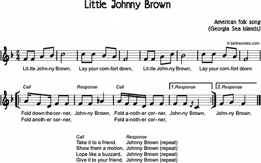 Little Johnny Brown Beth's Notes Songs   Resources