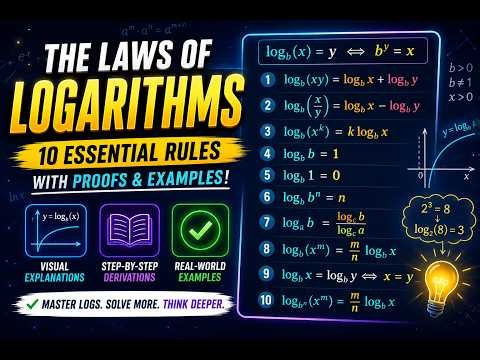 The 10 Laws of Logarithms Explained Visually | Proofs, Examples & Shortcuts