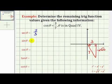 Example: Determine Trig Function Values from Given Information