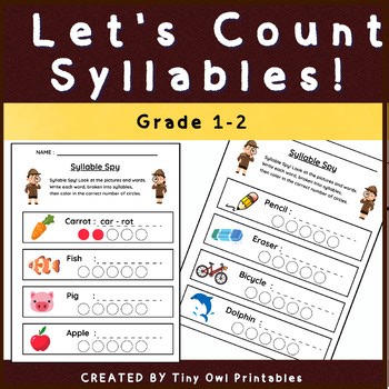 Syllable Segmentation Spy Activities | Phonics Worksheets | 1st 2nd Grade