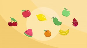 Animated fruits concept. Full length animation illustration. High quality 4k footage.
