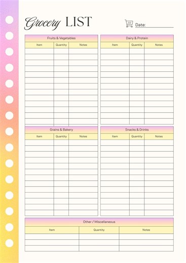 Grocery Shopping List Customisable - Etsy