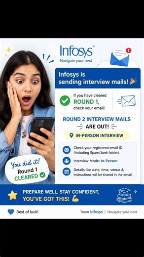 Infosys Round 2 Interview Mails Sent | In-Person Interview Update 2026