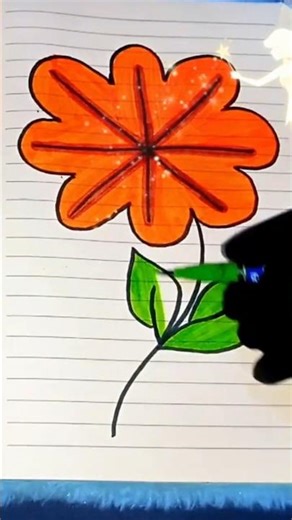 Draw with One Line Flower Drawing Trick! 😍 #shortsyoutube #shorts