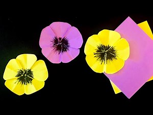 Origami flower - Pansy - Post it note • Sticky note origami, Easy Paper DIY Crafts, Room Decorations