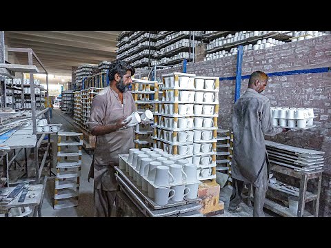 Comprehensive Ceramics Cups Making Process | Ceramic Teacup Factory Tour, Cups Production in Factory