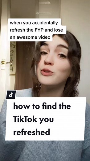 here's how to find that TikTok that you accidentally refreshed #tiktokhack #tiktoktips #losttiktok #socialmediatips and if you remember some of the audio this way is even faster » @rachforaday