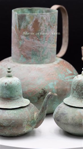 Aliencarvings | Today we take a deep scientific look at one of the strangest metallic sets ever recovered from central Mexico two teapots, a large vessel,... | Instagram
