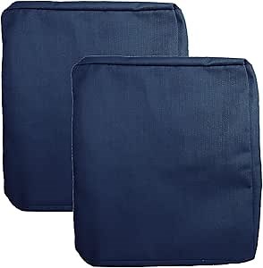 FLYMEI Patio Cushion Covers 20x20x2 Waterproof Outdoor Cushion Cover Replacement 2Packs Outdoor Seat Cushion Slipcover for Rattan Chair Sofa, Navy Blue