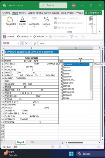 Como Eliminar Espacios Sobrantes en Texto en Excel