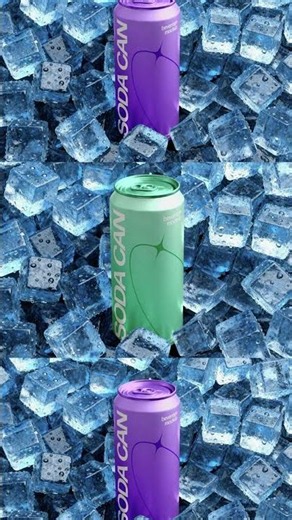 Soda Can Mockup with Ice Cubes Graphic Download