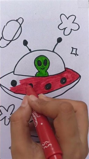 👽 Cute Alien Drawing & Coloring for Kids | Easy Space Alien Drawing Tutorial 🚀
