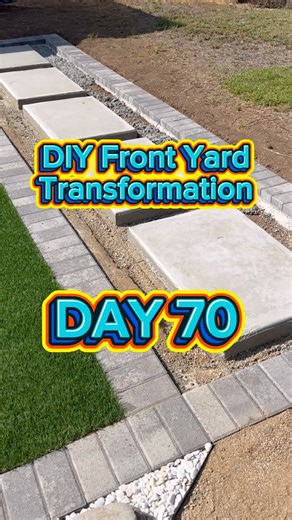 Front Yard Transformation Day 70 - adding base & starting the turf border around the concrete steps.