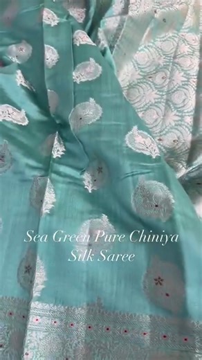Pastel Sea Green Shade Pure Chiniya Silk Banarasi Saree with Meenakari Buta Intricate Weave For queries and booking please DM or WhatsApp us at 9236358796 #chiniyasilksarees #puresilksaree #banarasisaree #silkmarkcertified #handloom | Theuseeshopluxee